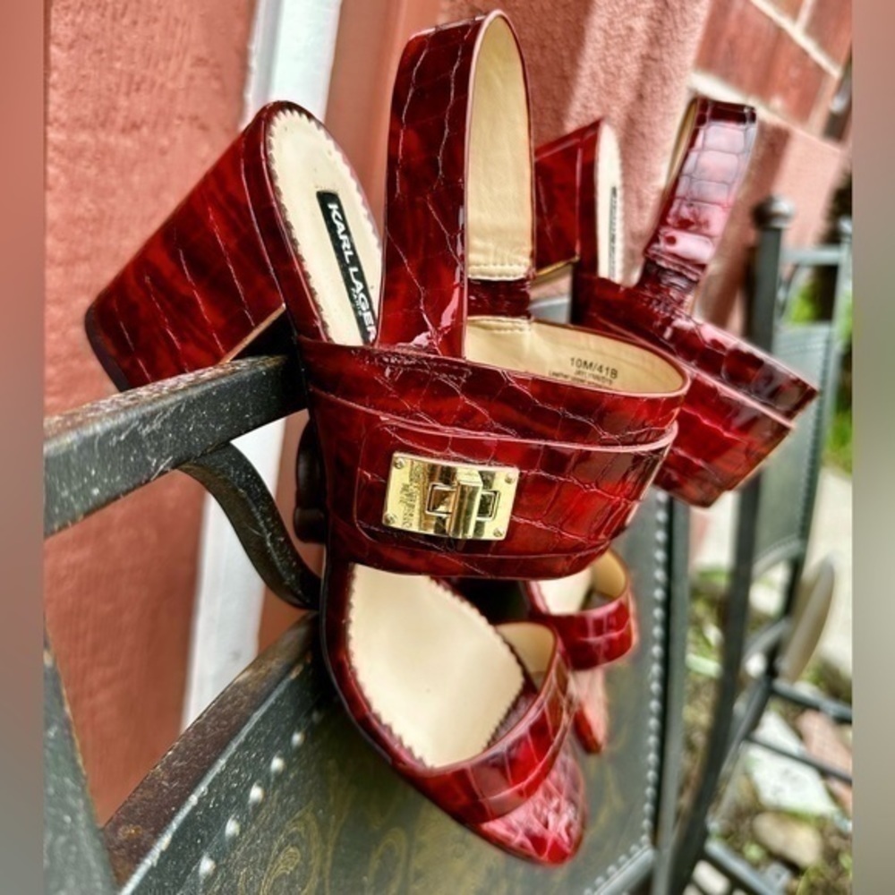 Karl Lagerfeld Jaylynn Patent Leather Sling back - Picture 4 of 15